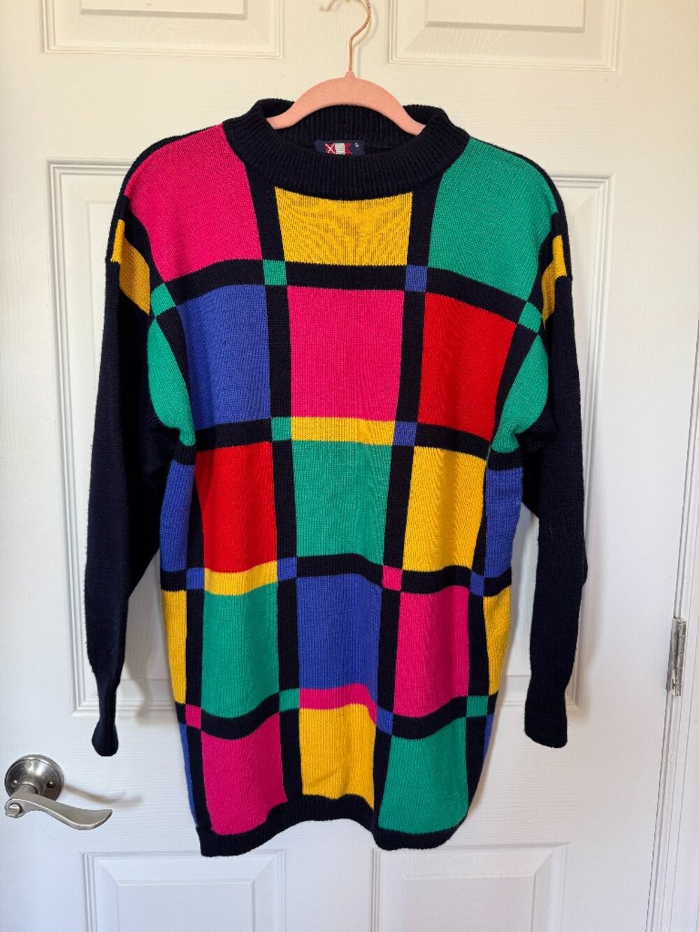 Vintage 90s Colorblock Knit Sweater Size L